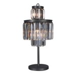 Lampe de table verre et mtal galvanis gris - h81 cm