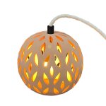 Lampe en terre cuite naturelle avec cble lin d. 15cm