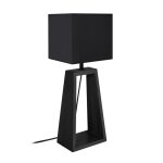 Lampe � poser triangle h49cm bois abat - jour tissu noir