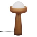 Lampe en verre ambr� et globe en verre opaque