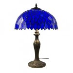 Lampe  poser en verre mosaique & pied en alliage de zinc bleu