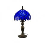 Lampe à poser en verre mosaique & pied en alliage de zinc bleu Lampe à poser en verre mosaique & pied en alliage de zinc bleu