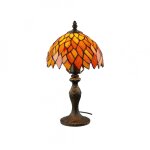 Lampe � poser en verre mosaique & pied en alliage de zinc orange