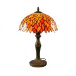 Lampe  poser en verre mosaique & pied en alliage de zinc orange