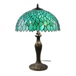 Lampe à poser en verre mosaique & pied en alliage de zinc turquoise Lampe à poser en verre mosaique & pied en alliage de zinc turquoise