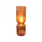 Lampe à poser en verre strié rouge Lampe à poser en verre strié rouge