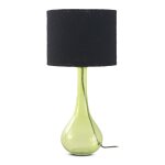 Lampe  poser en verre vert avec abat - jour en coton noir