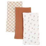 Langes bb en coton biologique marron et blanc cass (x3)