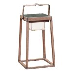 Lanterne design sans fil led aluminium marron h30cm