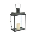 Lanterne extrieure bougie jardin  poser ancienne mtal gris 52. 5cm