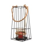 Lanterne jardin extérieur à poser bougie ancienne métal noir 36cm Lanterne jardin extérieur à poser bougie ancienne métal noir 36cm
