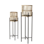 Lanternes en métal noir et bambou (x2) Lanternes en métal noir et bambou (x2)