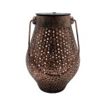 Lanterne solaire dcorative metal cuivre h17cm