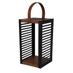 Lanterne solaire metal noir h35cm