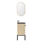 Lave - mains chêne sur pieds + robinet + miroir Lave - mains chêne sur pieds + robinet + miroir