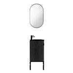 Lave - mains sur pieds en chêne noir + miroir Lave - mains sur pieds en chêne noir + miroir