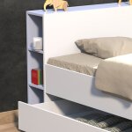 Lit avec 1 tiroir et rangements, 140x190 cm, blanc