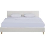 Lit 180x200 cm avec tête de lit en tissu beige Lit 180x200 cm avec tête de lit en tissu beige