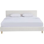Lit 180x200 cm avec tête de lit en tissu bouclé beige Lit 180x200 cm avec tête de lit en tissu bouclé beige