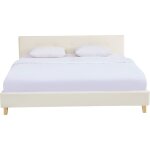 Lit 180x200 cm avec tte de lit en velours beige