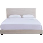 Lit 180x200 cm avec tte de lit en velours ctel beige