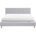 Lit adulte 140x190 en tissu gris chiné + matelas ressorts ensachés Lit adulte 140x190 en tissu gris chiné + matelas ressorts ensachés