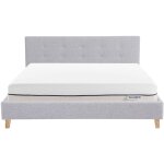 Lit adulte 160x200 en tissu gris chiné + matelas ressorts ensachés Lit adulte 160x200 en tissu gris chiné + matelas ressorts ensachés