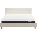 Lit adulte 160x200 en velours beige + matelas mémoire de forme Lit adulte 160x200 en velours beige + matelas mémoire de forme
