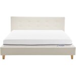 Lit adulte 160x200 en velours beige + matelas ressorts ensachés Lit adulte 160x200 en velours beige + matelas ressorts ensachés