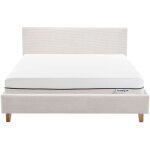Lit adulte 180x200 en velours côtelé beige + matelas ressorts ensachés Lit adulte 180x200 en velours côtelé beige + matelas ressorts ensachés