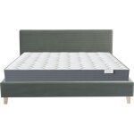 Lit adulte 180x200 en velours côtelé vert + matelas mémoire de forme Lit adulte 180x200 en velours côtelé vert + matelas mémoire de forme