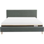 Lit adulte 180x200 en velours côtelé vert + matelas mémoire de forme Lit adulte 180x200 en velours côtelé vert + matelas mémoire de forme