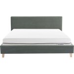 Lit adulte 180x200 en velours côtelé vert + matelas ressorts ensachés Lit adulte 180x200 en velours côtelé vert + matelas ressorts ensachés