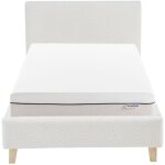 Lit adulte 90x190 en tissu boucl beige + matelas ressorts ensachs