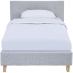Lit adulte 90x190 en tissu gris chin + matelas mmoire de forme