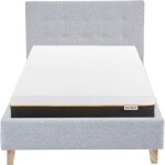 Lit adulte 90x190 en tissu gris chin + matelas mmoire de forme