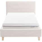 Lit adulte 90x190 en velours ctel beige + matelas ressorts ensachs
