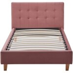 Lit adulte 90x190 en velours vieux rose + matelas mmoire de forme