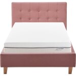 Lit adulte 90x190 en velours vieux rose + matelas ressorts ensachs