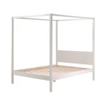 Lit  baldaquin 140x200 sommier inclus blanc
