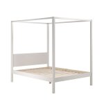 Lit  baldaquin en bois 140x200cm - blanc