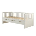 Lit banquette 90x200 sommier 3 tiroirs inclus beige Lit banquette 90x200 sommier 3 tiroirs inclus beige