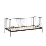 Lit banquette 90x200cm mtal poudr noir