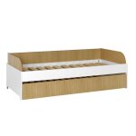 Lit banquette gigogne 90x190 blanc et bois Lit banquette gigogne 90x190 blanc et bois