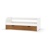 Lit banquette gigogne blanc et noisette 80x200 cm