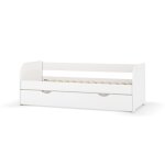 Lit banquette gigogne bois massif blanc 80x200 cm