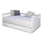 Lit banquette gigogne bois massif blanc 80x200 cm