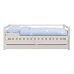 Lit banquette gigogne bois massif blanc 90x200 cm Lit banquette gigogne bois massif blanc 90x200 cm