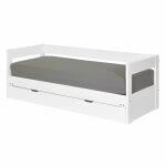 Lit banquette gigogne avec tiroir bois massif blanc 80x200 cm