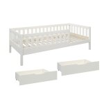 Lit banquette avec tiroirs pin massif blanc 90x200 Lit banquette avec tiroirs pin massif blanc 90x200